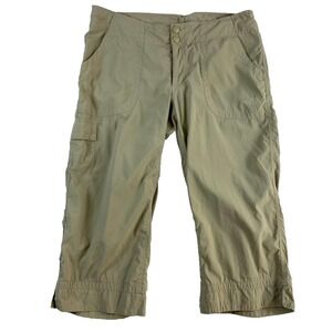 North Face Hiking Pants Capri Sz 12 Beige Nylon Lightweight Camping
